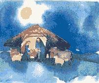 Manger scene in watercolor