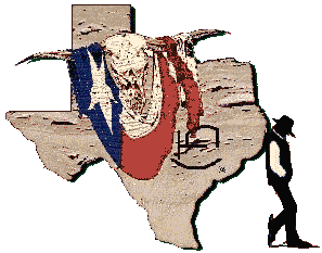 [ Image: lazyT logo / Tx Map in granit with steer skull draped with Tx flag overlay ]