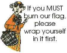 If you must burn our flag, wrap yourself in it first!